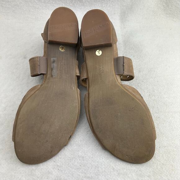 Paul Green Women's Tan Suede Stacked Block Heel Cross Ankle Strap Sandals Sz 10 - Picture 6 of 15